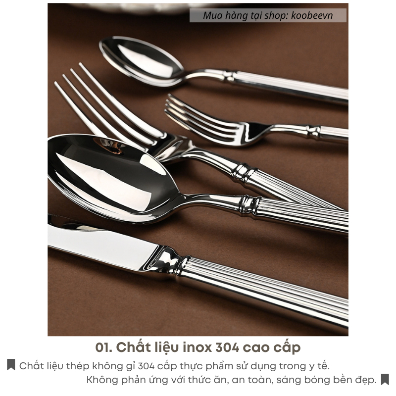 Bộ Dụng Cụ Bàn Ăn Dao Thìa Muỗng Dĩa Inox 304 Fortessa Doria Cao Cấp, Sang Trọng | 030