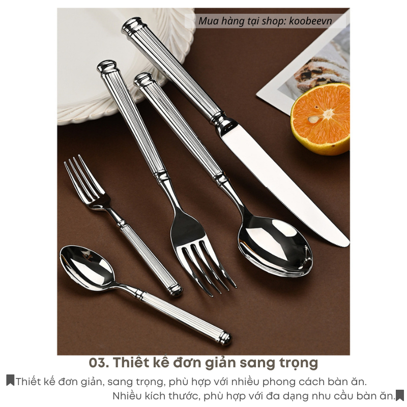 Bộ Dụng Cụ Bàn Ăn Dao Thìa Muỗng Dĩa Inox 304 Fortessa Doria Cao Cấp, Sang Trọng | 030
