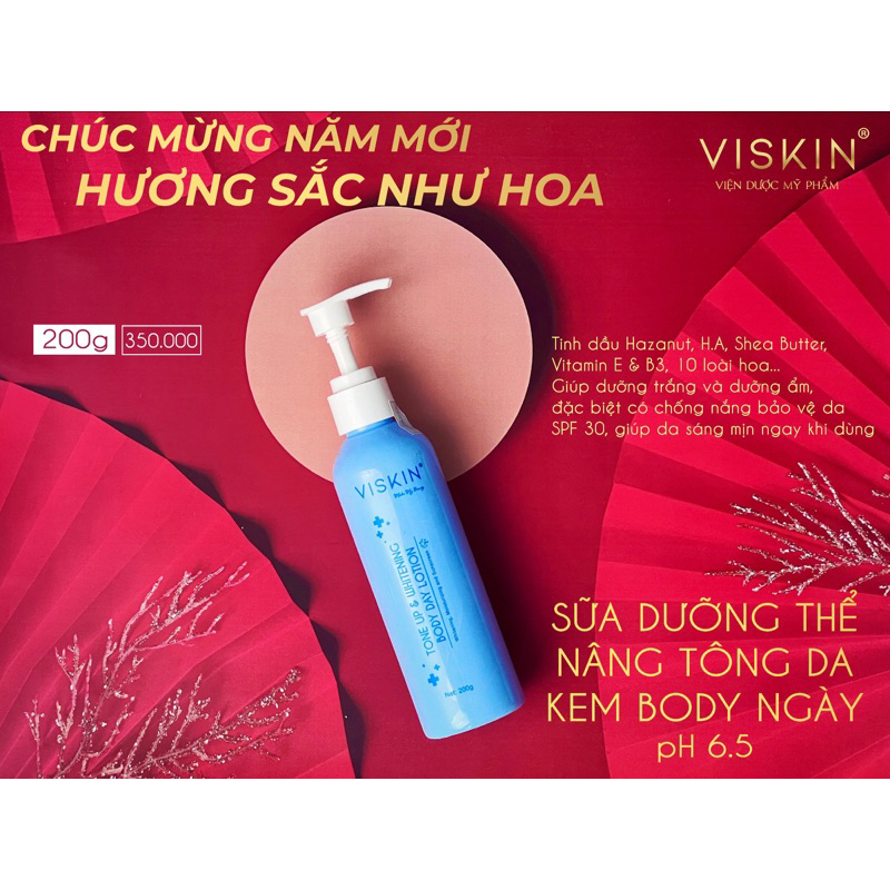Ảnh Sữa dưỡng thể nâng tông da ban ngày VISKIN - 200g [CHÍNH HÃNG] 4