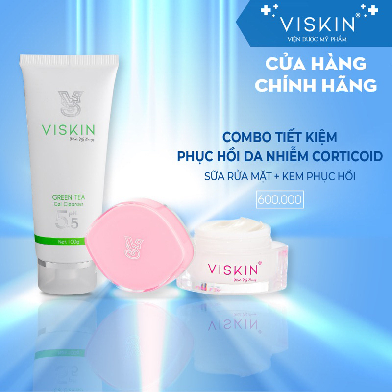 Ảnh Combo Tiết kiệm Phục hồi da nhiễm corticoid - Dược mỹ phẩm VISKIN (bộ 2 sản phẩm) [CHÍNH HÃNG] 1
