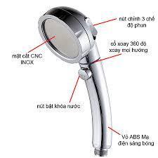 HCM Bát Sen Tắm 3 Chế Độ Nước Có Nấc Điều Chỉnh, vòi sen, tay sen tăng áp mạ Crom cao cấp + dây sen