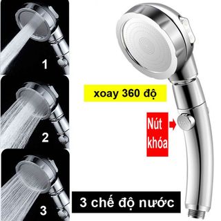 HCM Bát Sen Tắm 3 Chế Độ Nước Có Nấc Điều Chỉnh, vòi sen, tay sen tăng áp mạ Crom cao cấp + dây sen