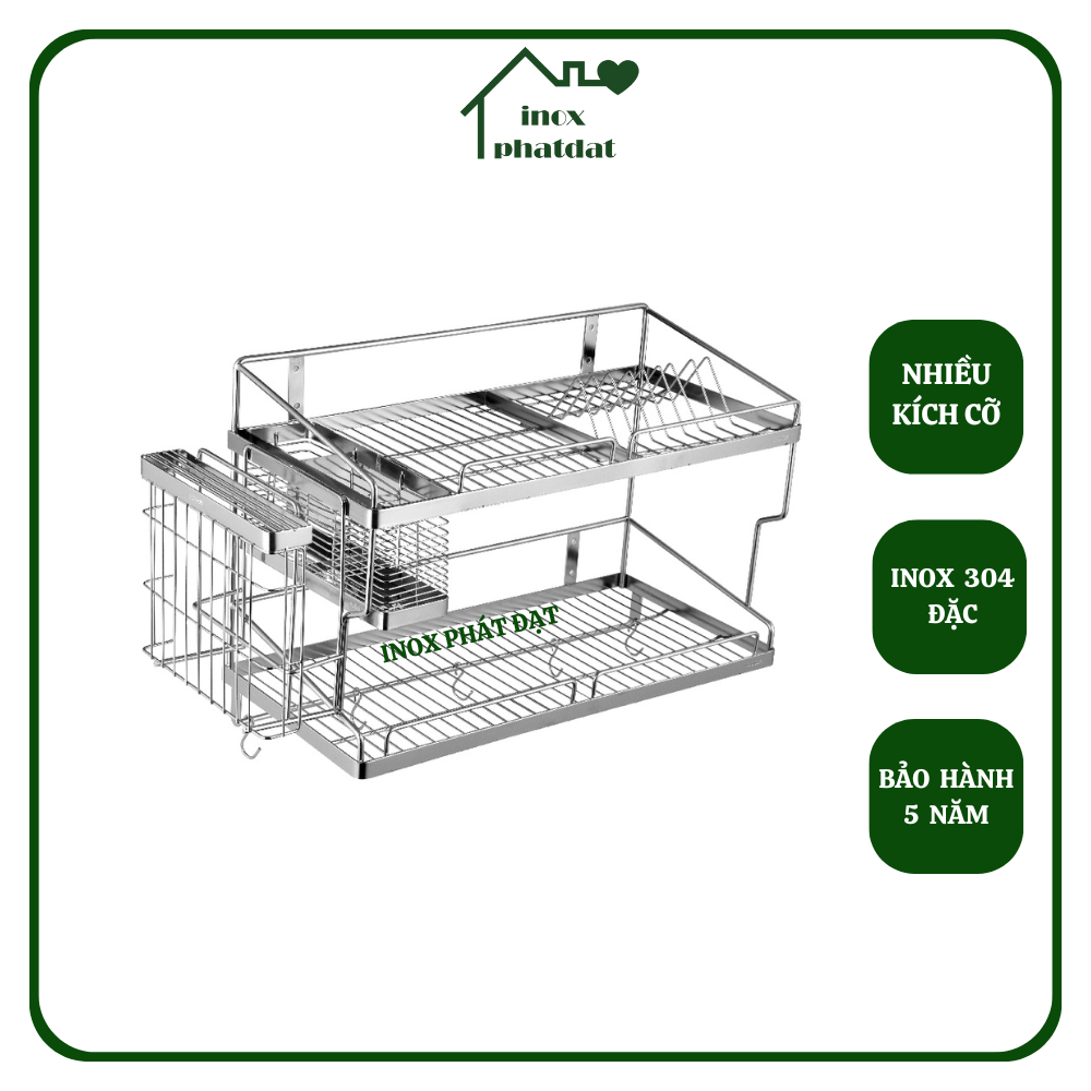 Kệ chén 2 tầng treo tường đa năng Inox 304 PHÁT ĐẠT (nhiều size), rổ úp ...