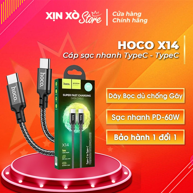 Cáp Sạc Nhanh HOCO X14 60W PD Type-C to Type-C CHÍNH HÃNG hỗ trợ nhiều ...