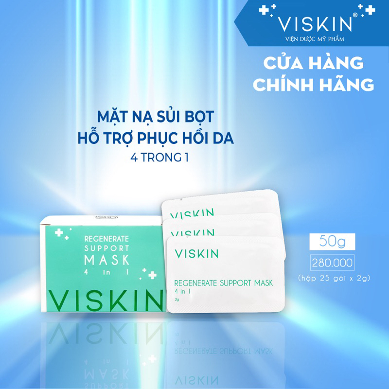 Ảnh Mặt nạ sủi bọt VISKIN thải độc, hỗ trợ phục hồi da 4 trong 1 - Hộp 50g (25 gói x 2g) [CHÍNH HÃNG] 1