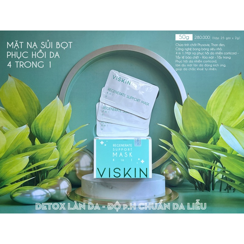 Ảnh Mặt nạ sủi bọt VISKIN thải độc, hỗ trợ phục hồi da 4 trong 1 - Hộp 50g (25 gói x 2g) [CHÍNH HÃNG] 3