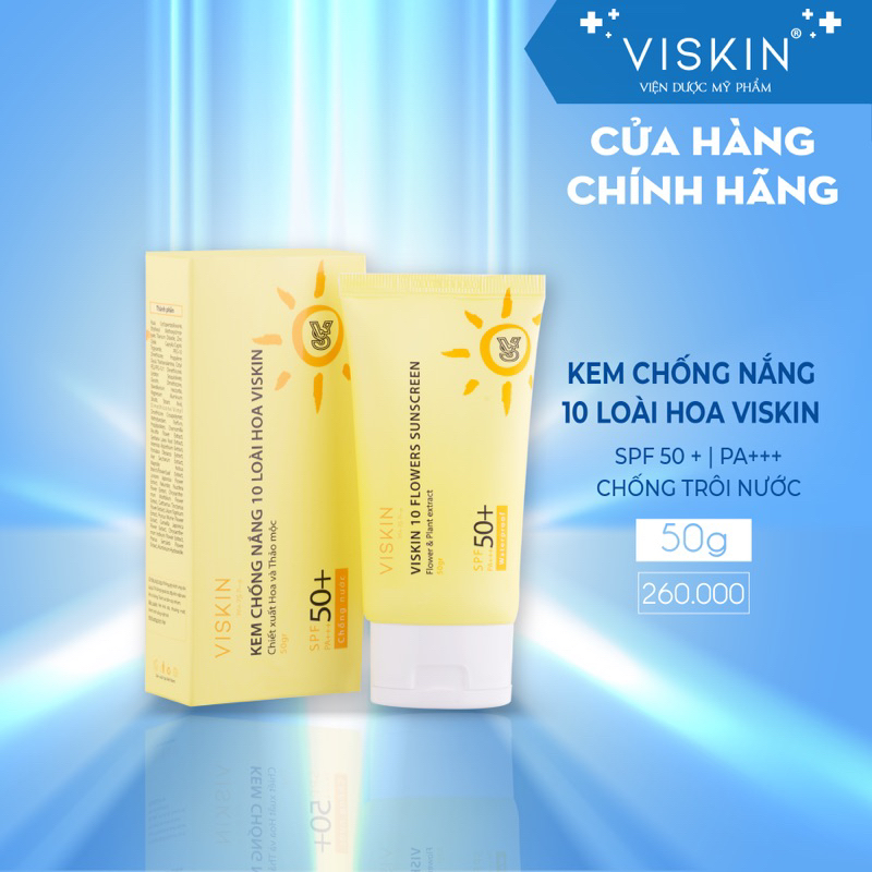 Ảnh Kem chống nắng VISKIN SPF 50+, PA+++ 10 loài hoa  - 50g [CHÍNH HÃNG] 1