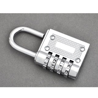 HCM >> Ổ Khóa Mã Số Xoay 4 Vòng, Ổ Khóa Mật Mã Không Cần Chìa Mạ Inox Chịu Được Nước 2 Màu Đen Bạc