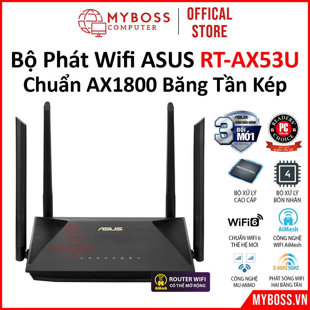 [HÀNG CHÍNH HÃNG] Bộ Phát Wifi Router ASUS RT-AX53U Băng Tần Kép WiFi 6 ...