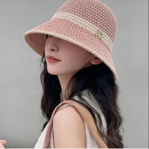 Mũ, nón cói mềm chữ M viền phối ren - Mũ đi biển cho nữ