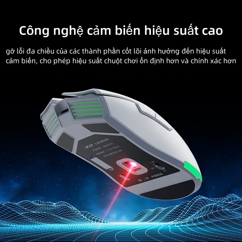 Chuột Game Acer OMW 210 Ba Chế Độ Có Dây/Bluetooth/2.4G Hiệu ứng ánh sáng  RGB