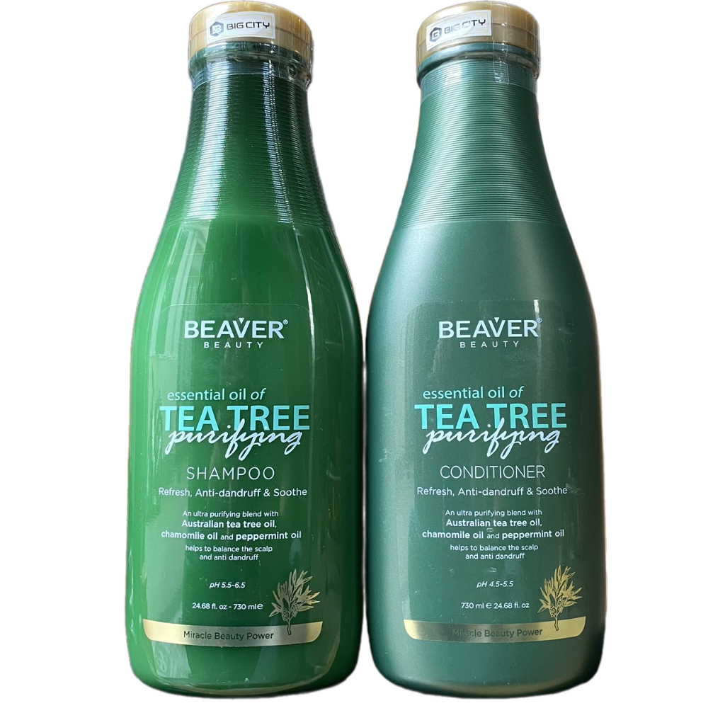 Dầu gội xả trà xanh chống rụng, hạn chế gàu BEAVER TEA TREE 730mlx2