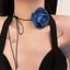 Vòng Cổ Choker Hoa Trà Vải Dây Dài Siêu Xinh K07