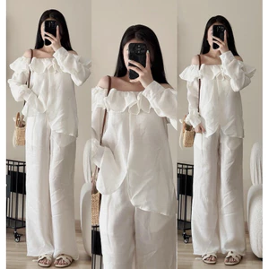 SET ÁO BÈO TRỄ VAI TAY DÀI PHỒNG + Q. SUÔNG