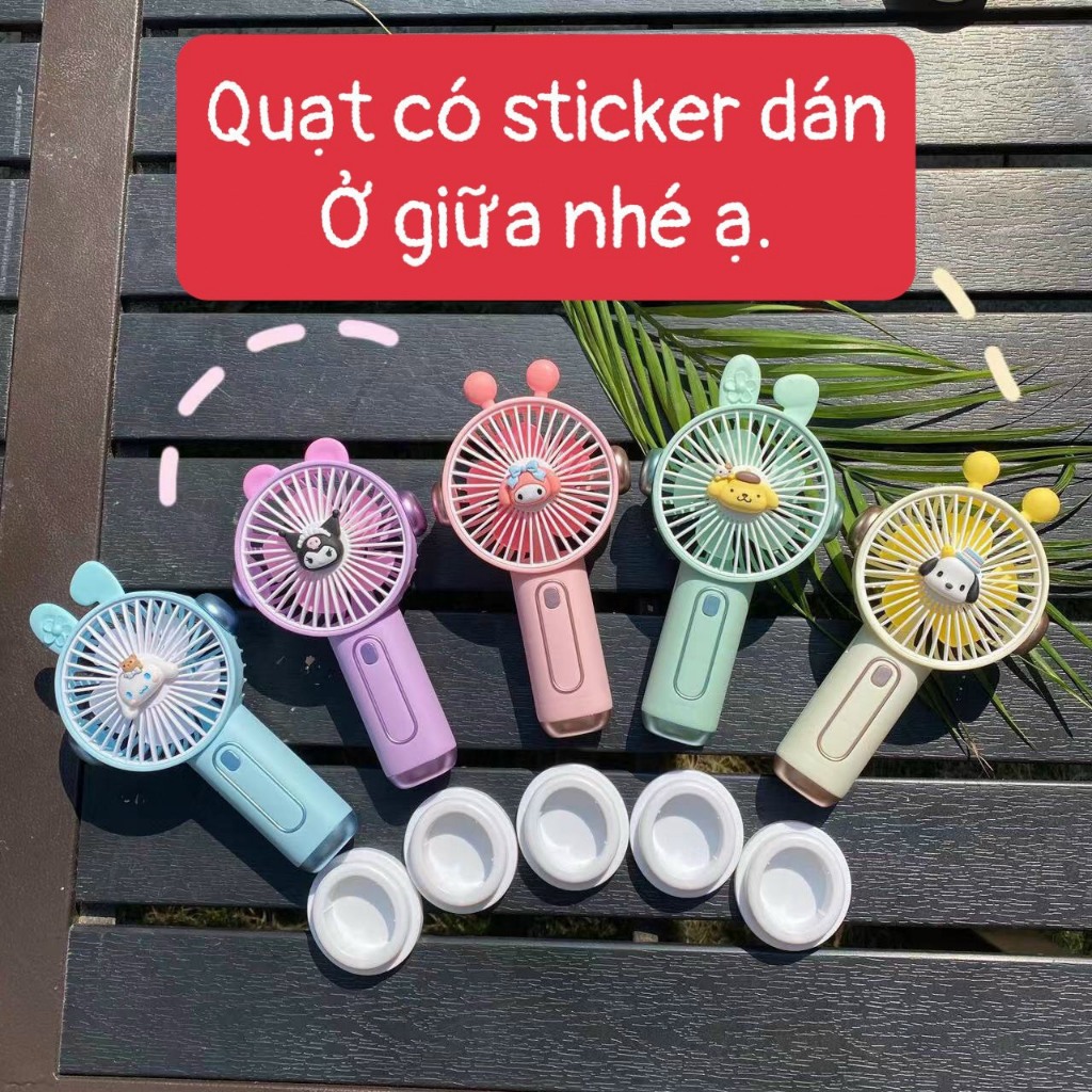 Quạt Cầm Tay 3 Tốc Độ Gió, Quạt Tích Điện Dễ Thương Siêu Mạnh Kèm dán ...