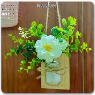 Bảng gỗ treo tường kèm lọ hoa, Kệ gỗ kèm bình thuỷ tinh treo tường decor phòng LOALOAHOME