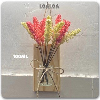 Bảng gỗ treo tường kèm lọ hoa, Kệ gỗ kèm bình thuỷ tinh treo tường decor phòng LOALOAHOME