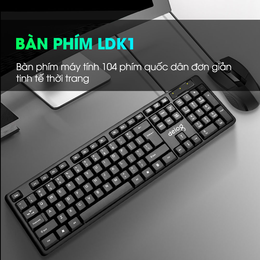Bàn phím máy tính chính hãng Deiog DY-801D dành cho pc laptop chơi game văn phòng thiết kế êm