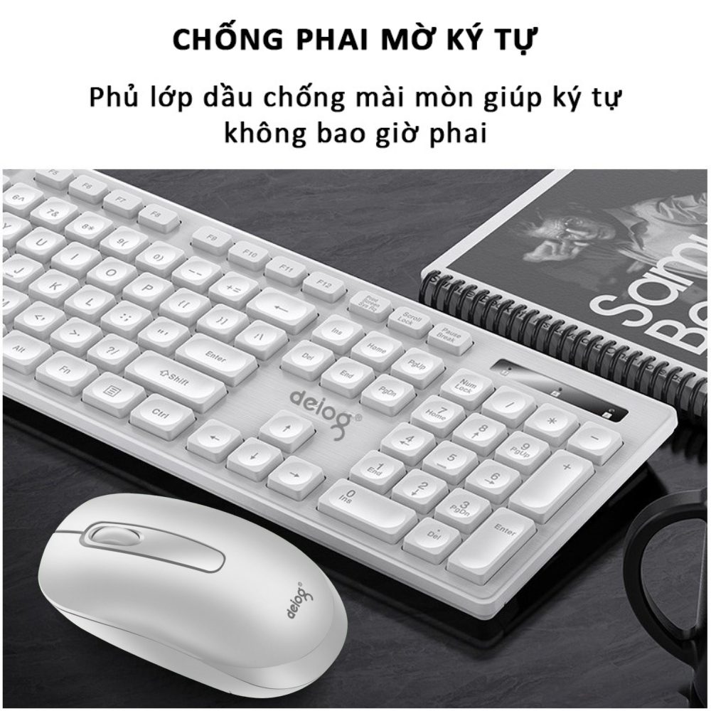 Combo Bàn Phím Chuột Không Dây DEIOG V31 Wireless 2,4GHZ Làm Việc Văn Phòng Chơi Game Full 104 Key