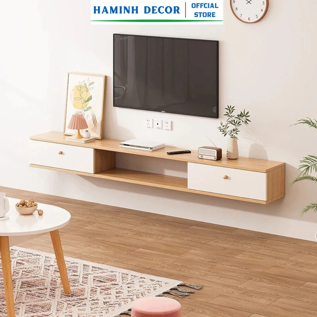 Kệ tivi treo tường 2 ngăn hiện đại tiết kiệm diện tích phòng khách,chung cư,nhà nhỏ HM188