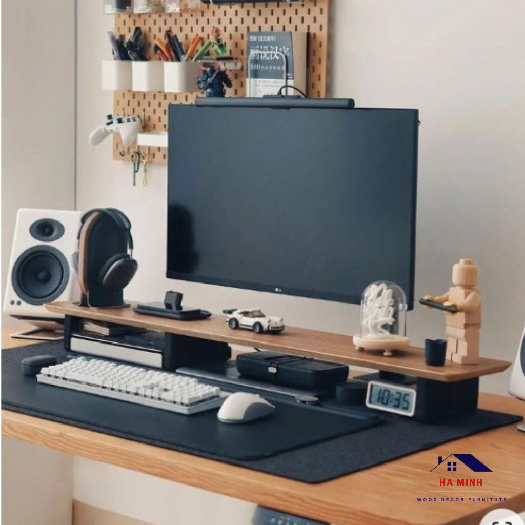 Kệ để màn hình máy tính đa năng gỗ MDF siêu bền - HM28