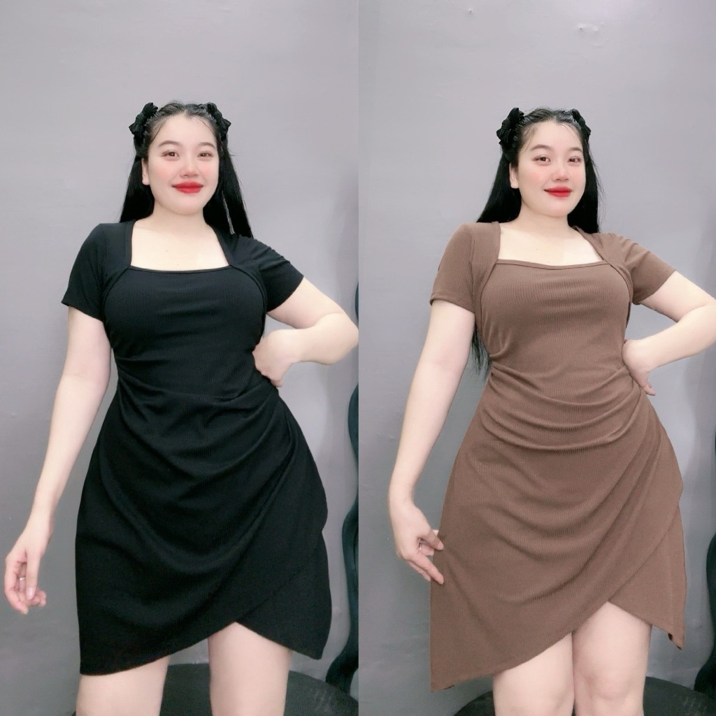 Đầm Body Dáng Chữ A Nữ Bigsize Vải Dệt Kim Thun Gân Mềm Mại Co Giãn Thoải Mái G658