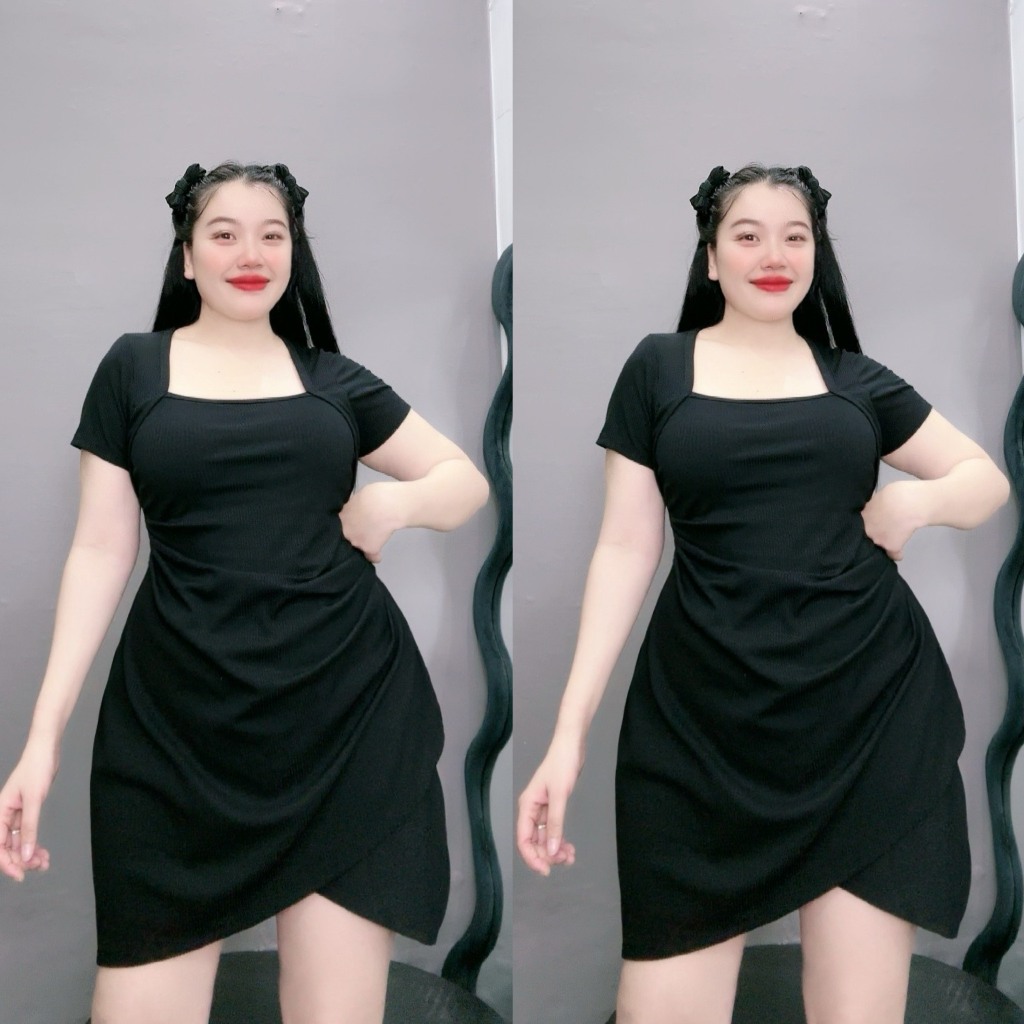 Đầm Body Dáng Chữ A Nữ Bigsize Vải Dệt Kim Thun Gân Mềm Mại Co Giãn Thoải Mái G658