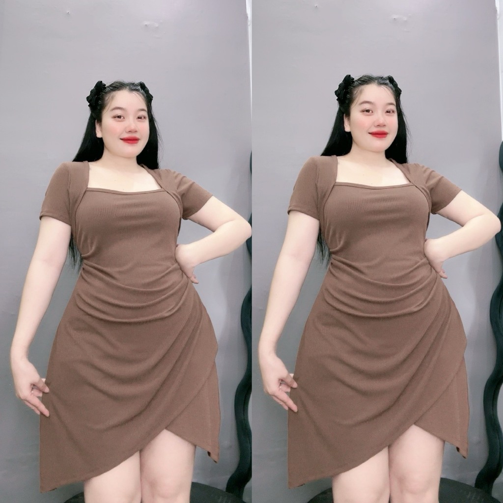 Đầm Body Dáng Chữ A Nữ Bigsize Vải Dệt Kim Thun Gân Mềm Mại Co Giãn Thoải Mái G658