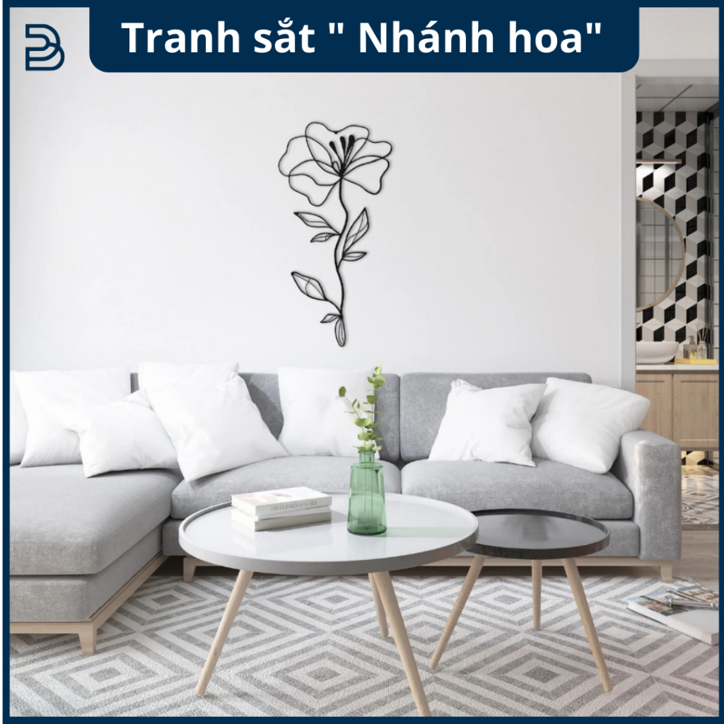 Tranh sắt CNC A07| Tranh sắt " Nhánh hoa", Treo tường nghệ thuật, Decor Trang trí