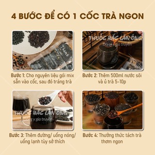 Trà ngũ hắc 5-10 set, trà thảo mộc 5 vị giúp mọc tóc gồm: Dâu tằm, vừng đen, hắc kỳ tử, đậu đen, gạo lứt