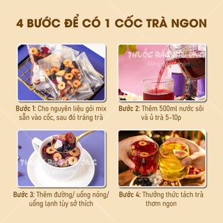 5-10 Set trà hoa hỗ trợ trắng da, set trà thảo mộc gồm Táo đỏ, bạch linh, dâu tằm, hoa hồng, bách hợp