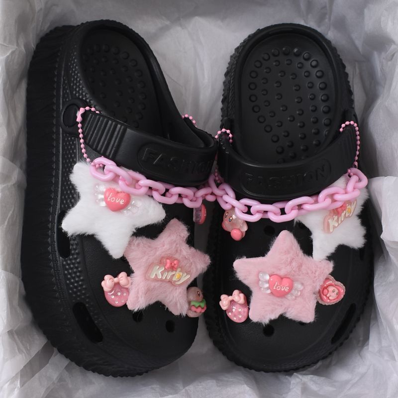 Dép nữ, Dép Cross nữ, Dép Crocs đế cao kèm stiker ngôi sao dễ thương ...