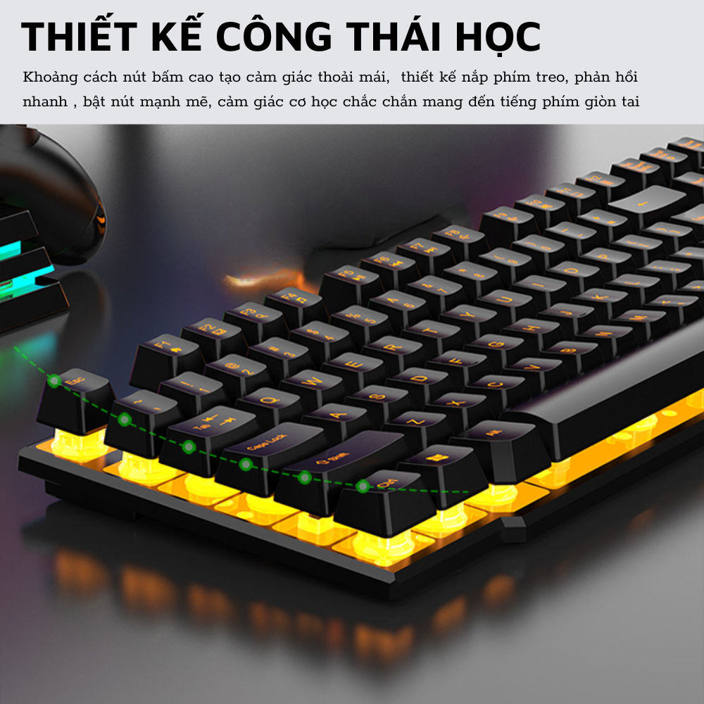 Bàn Phím Máy Tính DEIOG DY-707 Gaming LED 7 Màu Chống Nước Chơi Game LMHT Đột Kích PUBG Chính Hãng