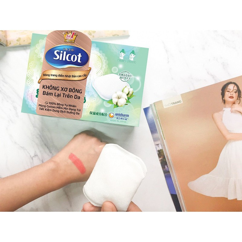 [combo4 tặng 1khăn ướt] Bông tẩy trang cao cấp Silcot Nhật Bản 66 miếng xanh lá, 100% bông tự nhiên