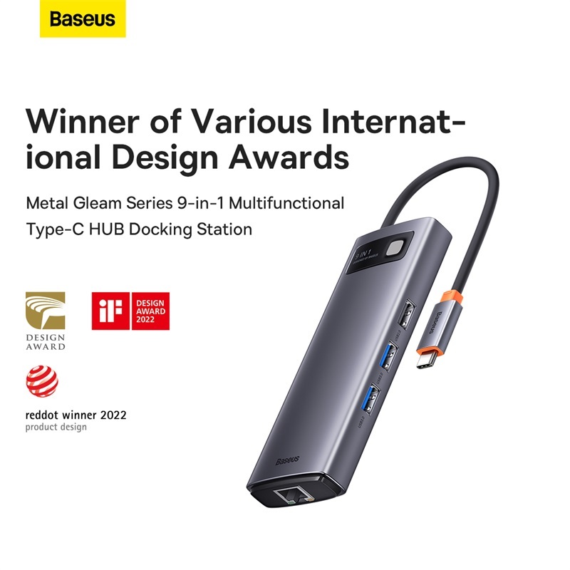 Baseus USB C HUB Multi Mạng Ethernet PD 100W Loại C Type C Đế Cắm Bộ Chia HDMI Tương Thích USB 3.0 Cho Mac Dell