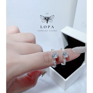 Nhẫn nữ bạcLopa , dáng nhẫn vắt khấc đính đá lấp lánh tinh tế bạc Lopa