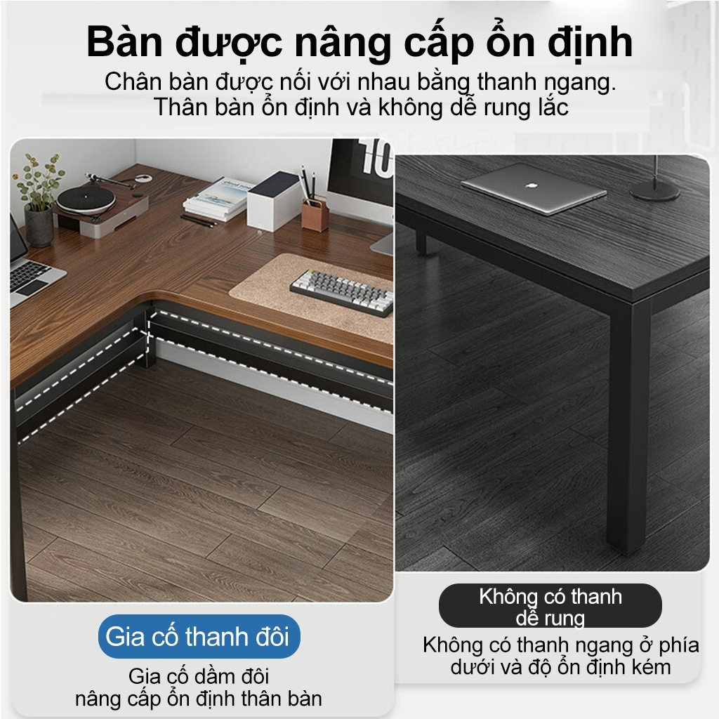 SUNNY Bàn làm việc Bàn học chữ L   Mặt Gỗ Rộng Rãi  - đặt 2 góc trái phải 140x100x75cm