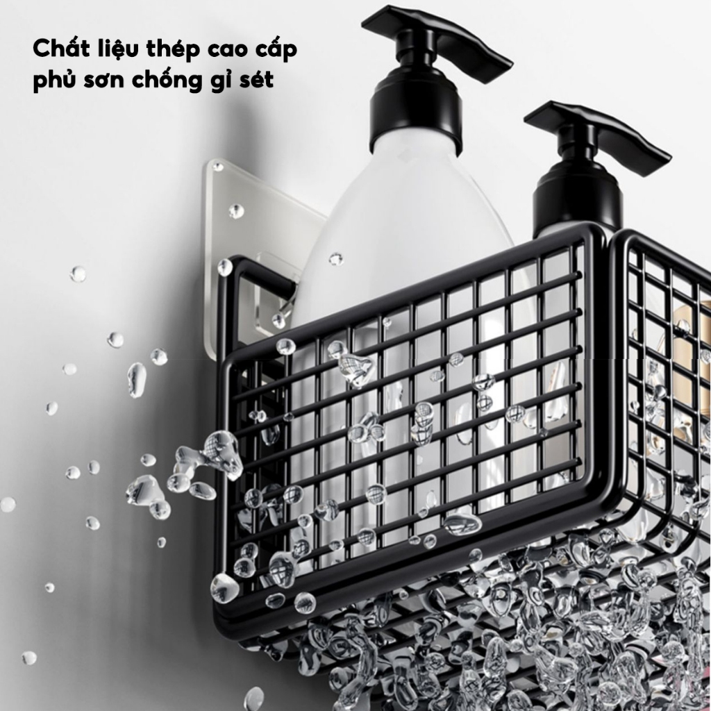 Kệ Đựng Đồ Nhà Tắm Dán Tường Thép Chống Gỉ, Giá Để Đồ Nhà Tắm Gia Vị Chịu Tải Lên Tới 10KG