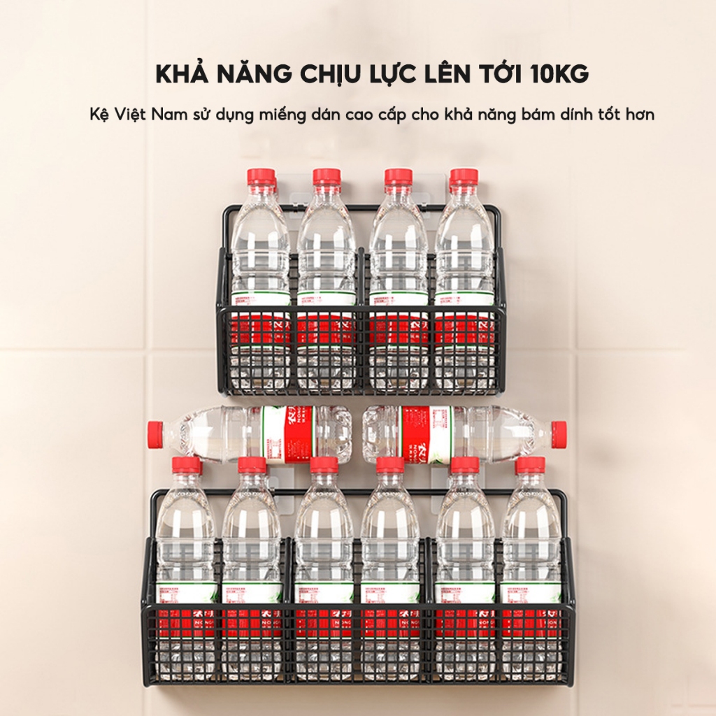 Kệ Đựng Đồ Nhà Tắm Dán Tường Thép Chống Gỉ, Giá Để Đồ Nhà Tắm Gia Vị Chịu Tải Lên Tới 10KG