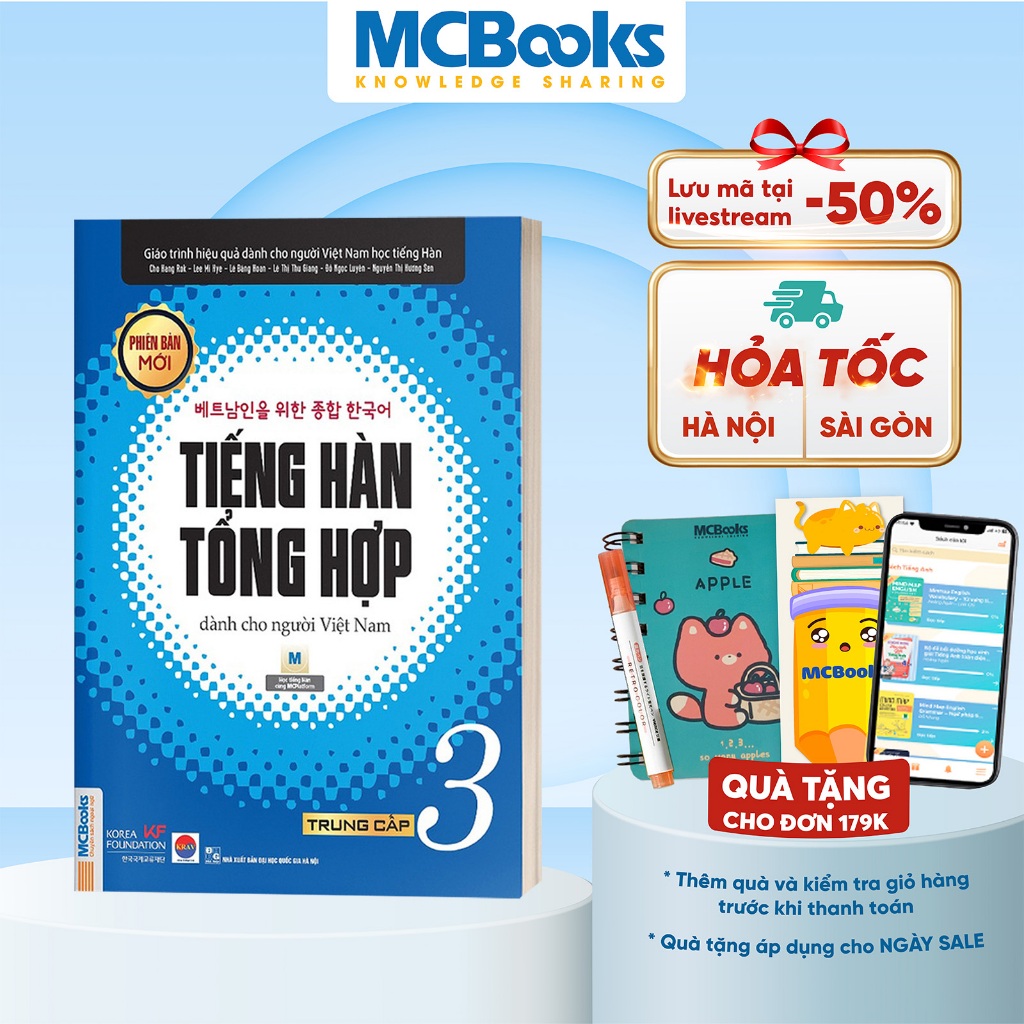 Sách - Giáo Trình Tiếng Hàn Tổng Hợp Dành Cho Người Việt Nam Trung Cấp Tập 3 (Đen Trắng)