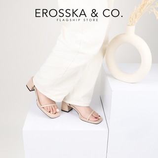 [Erosska] - Giày sandal cao gót mũi vuông quai dây phong cách thanh lịch màu nude cao 6cm - EB071