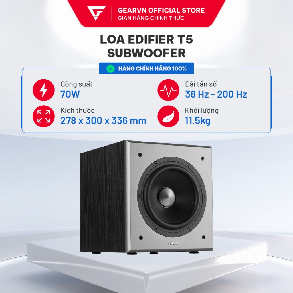 Loa Subwoofer Edifier T5 Âm bass siêu trầm, Vỏ gỗ chống dội âm | Shopee ...