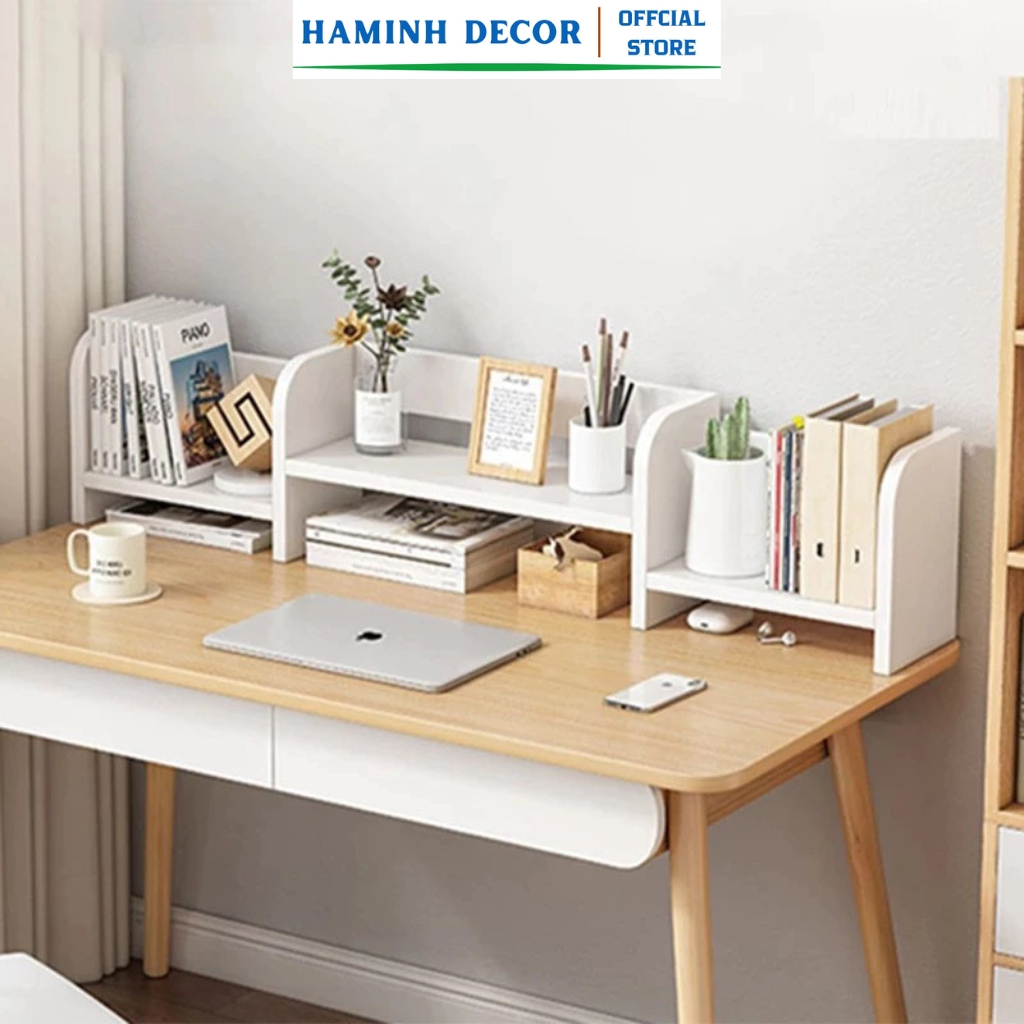 Kệ Sách Gỗ Để Bàn Đa Năng Decor Bàn Học ,Bàn Làm Việc Cực Xinh, Giá Sách Để Bàn Học Bàn Làm Việc - HM261