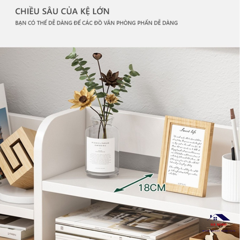 Kệ Sách Gỗ Để Bàn Đa Năng Decor Bàn Học ,Bàn Làm Việc Cực Xinh, Giá Sách Để Bàn Học Bàn Làm Việc - HM261