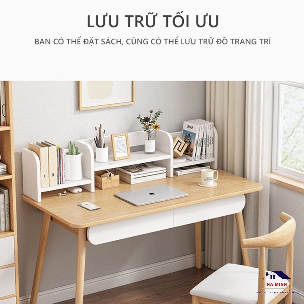 Kệ Sách Gỗ Để Bàn Đa Năng Decor Bàn Học ,Bàn Làm Việc Cực Xinh, Giá Sách Để Bàn Học Bàn Làm Việc - HM261