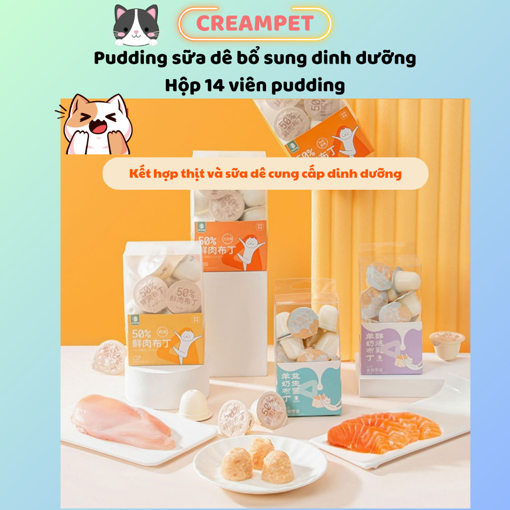 Pudding thịt và sữa dê dành cho chó mèo - Bổ sung dinh dưỡng canxi, men ...