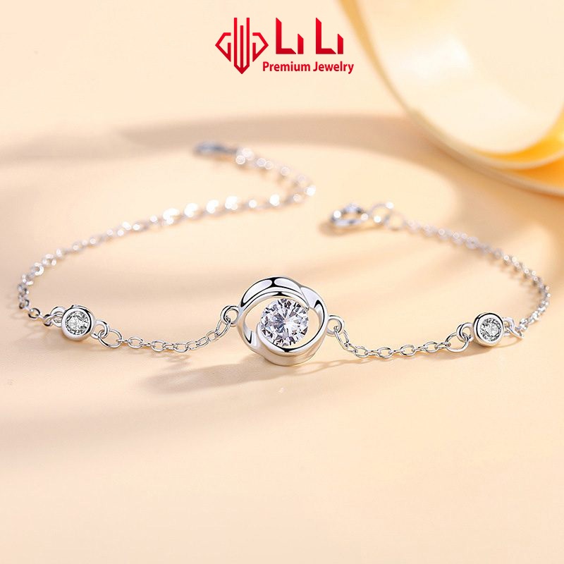 Lắc tay bạc nữ LiLi S925 đính đá CZ cao cấp hình bông hoa