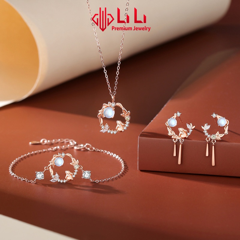 Lắc tay bạc nữ LiLi S925 đính đá CZ cao cấp hình thỏ ngắm trăng Alaya LILI_722163