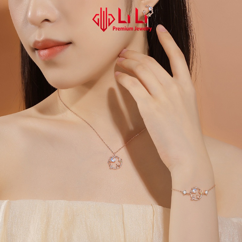 Lắc tay bạc nữ LiLi S925 đính đá CZ cao cấp hình thỏ ngắm trăng Alaya LILI_722163
