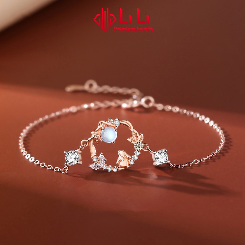 Lắc tay bạc nữ LiLi S925 đính đá CZ cao cấp hình thỏ ngắm trăng Alaya LILI_722163